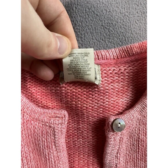 L.L.Bean Knit Cardigan Sweater Women’s Small Pink Cotton Button - Picture 5 of 6